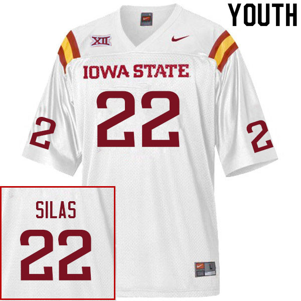 Youth #22 Deon Silas Iowa State Cyclones College Football Jerseys Sale-White - Click Image to Close